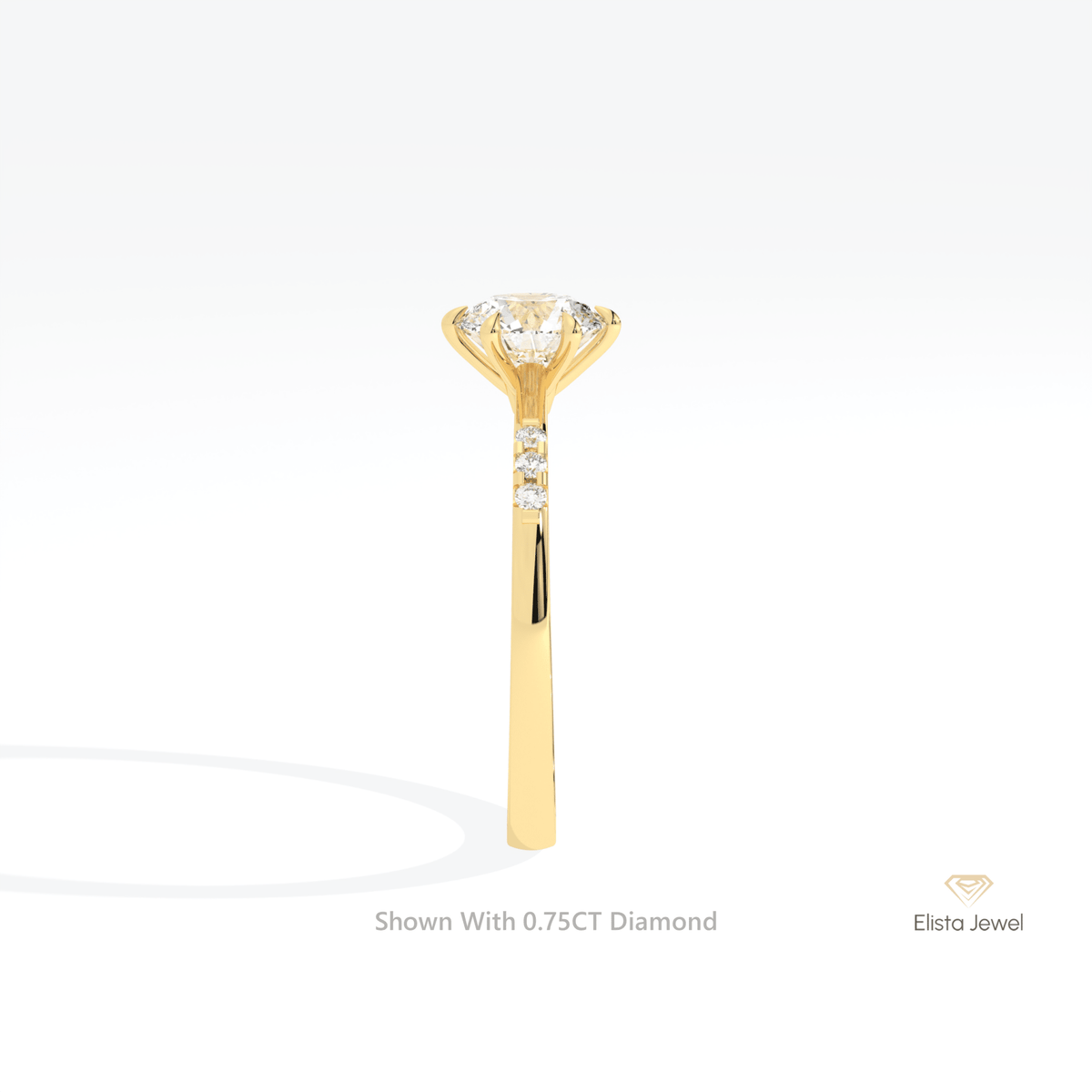 Round Cut Accent Engagement Lab Grown Diamond Ring - Additional View
