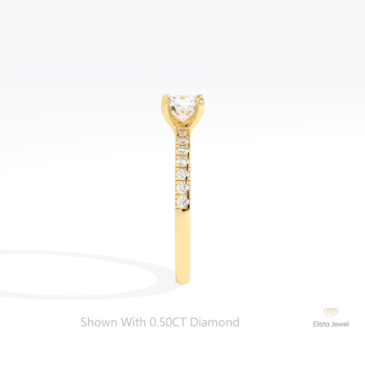 Round Cut Accent Engagement Lab Grown Diamond Ring - Additional View