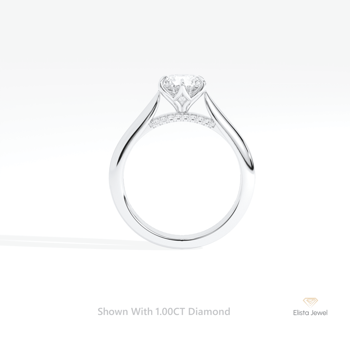 Round Cut Accent Engagement Lab Grown Diamond Ring in 18K Yellow Gold - Perspective View