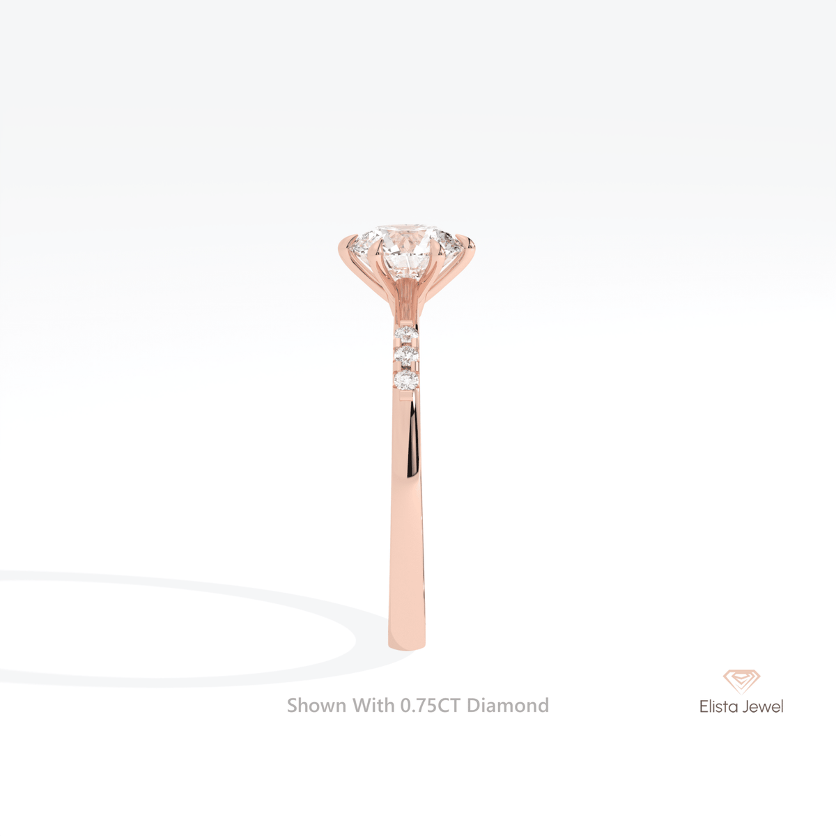 Round Cut Accent Engagement Lab Grown Diamond Ring in 14K White Gold - Top View