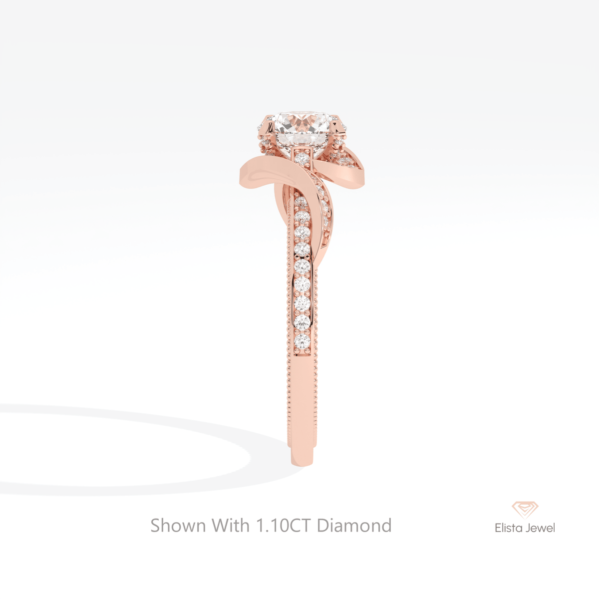 Round Cut Accent Engagement Lab Grown Diamond Ring - Additional View