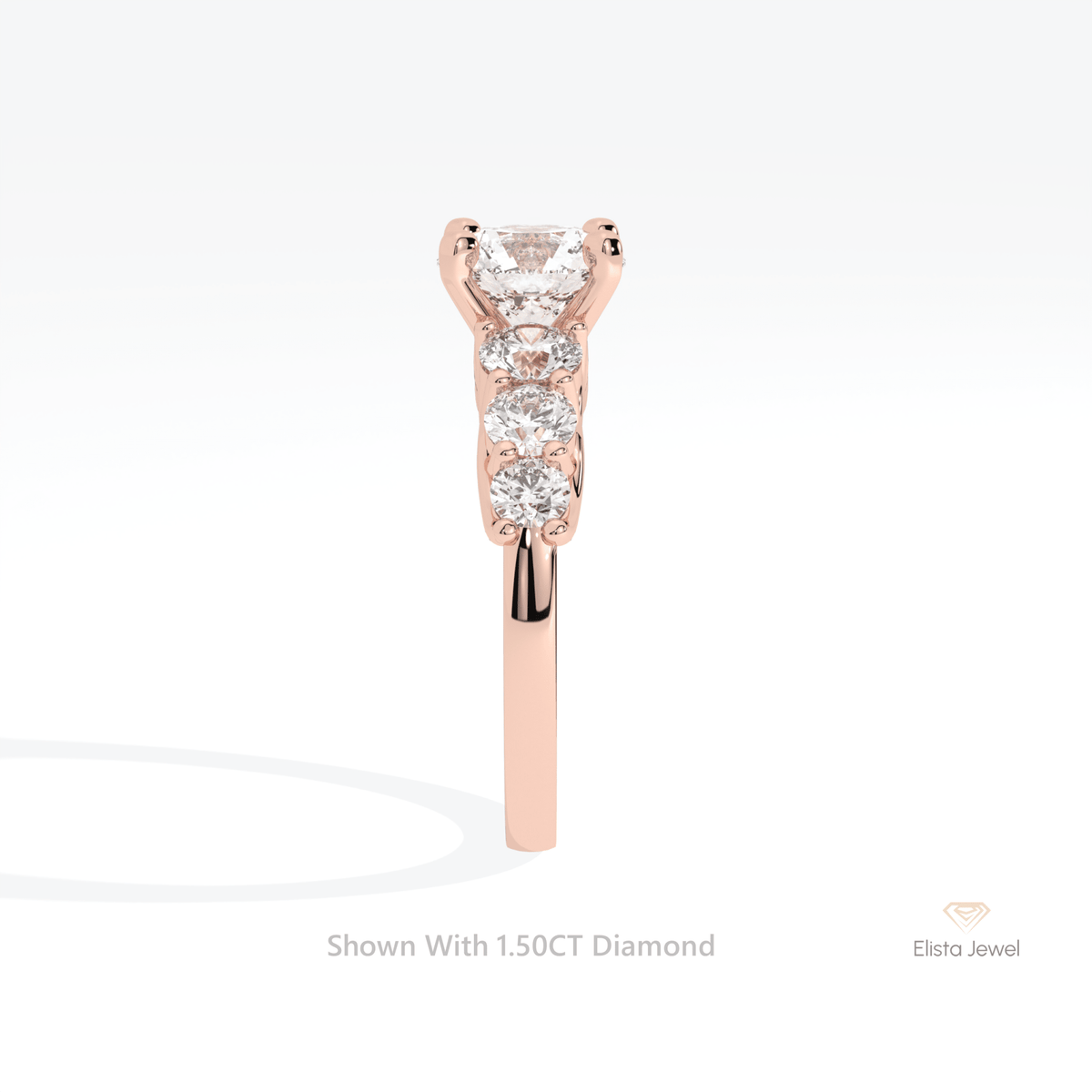 Round Cut Accent Engagement Lab Grown Diamond Ring in 14K White Gold - Top View