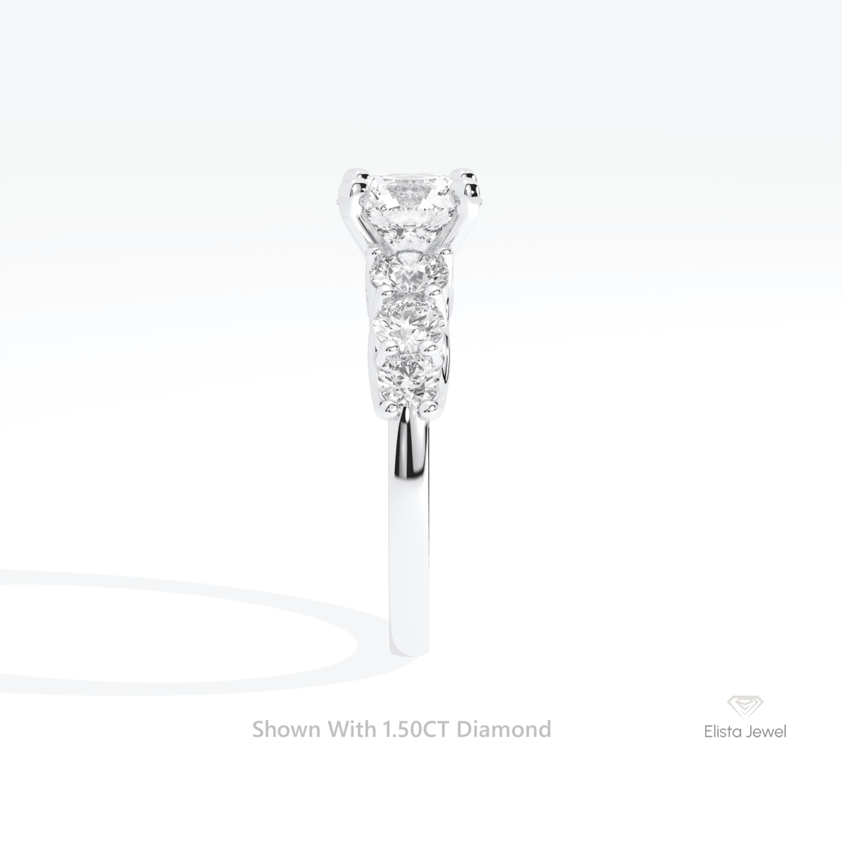 Round Cut Accent Engagement Lab Grown Diamond Ring in 18K Yellow Gold - Perspective View
