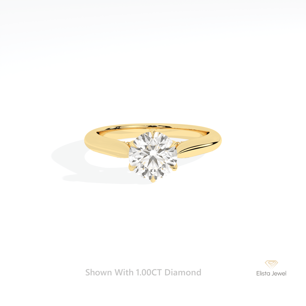 Round Cut Accent Engagement Lab Grown Diamond Ring in 10K Yellow Gold - Side View