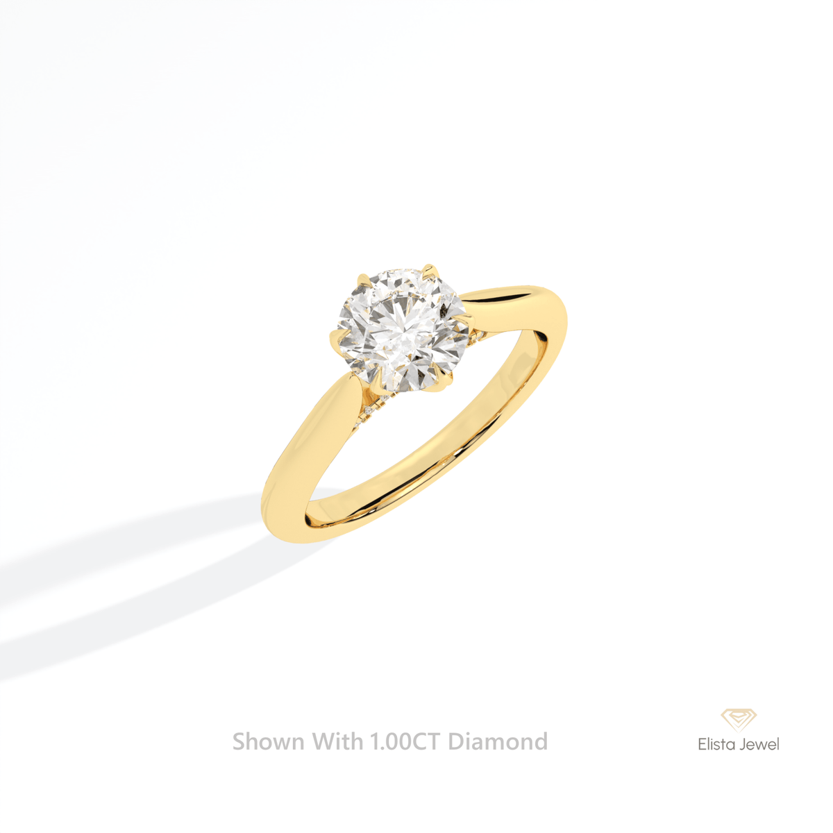 Round Cut Accent Engagement Lab Grown Diamond Ring in 10K Rose Gold - Angled View