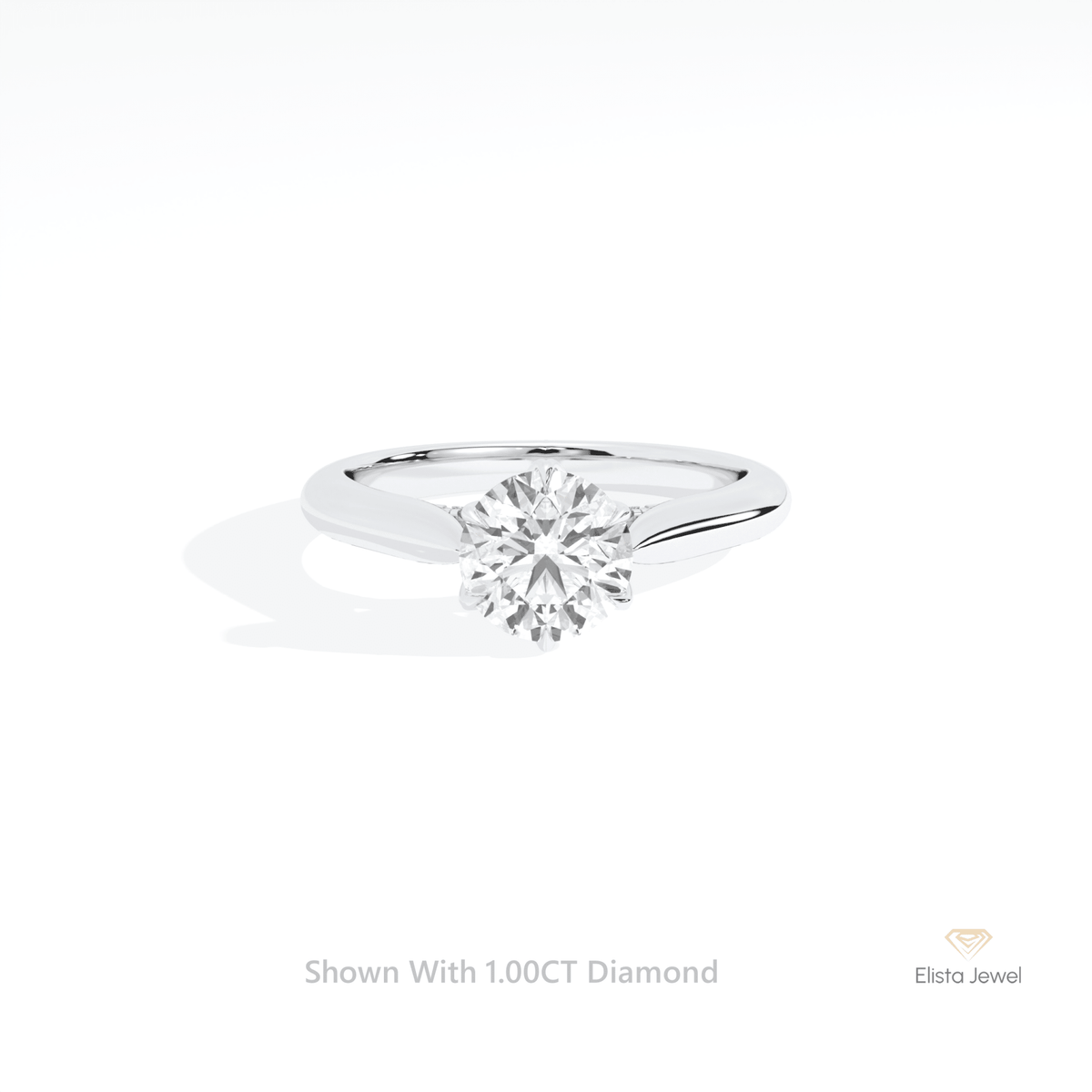 Round Cut Accent Engagement Lab Grown Diamond Ring in 14K Rose Gold - Profile View