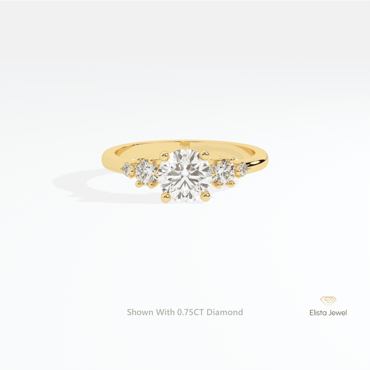 Round Cut Accent Engagement Lab Grown Diamond Ring in 10K White Gold - Front View
