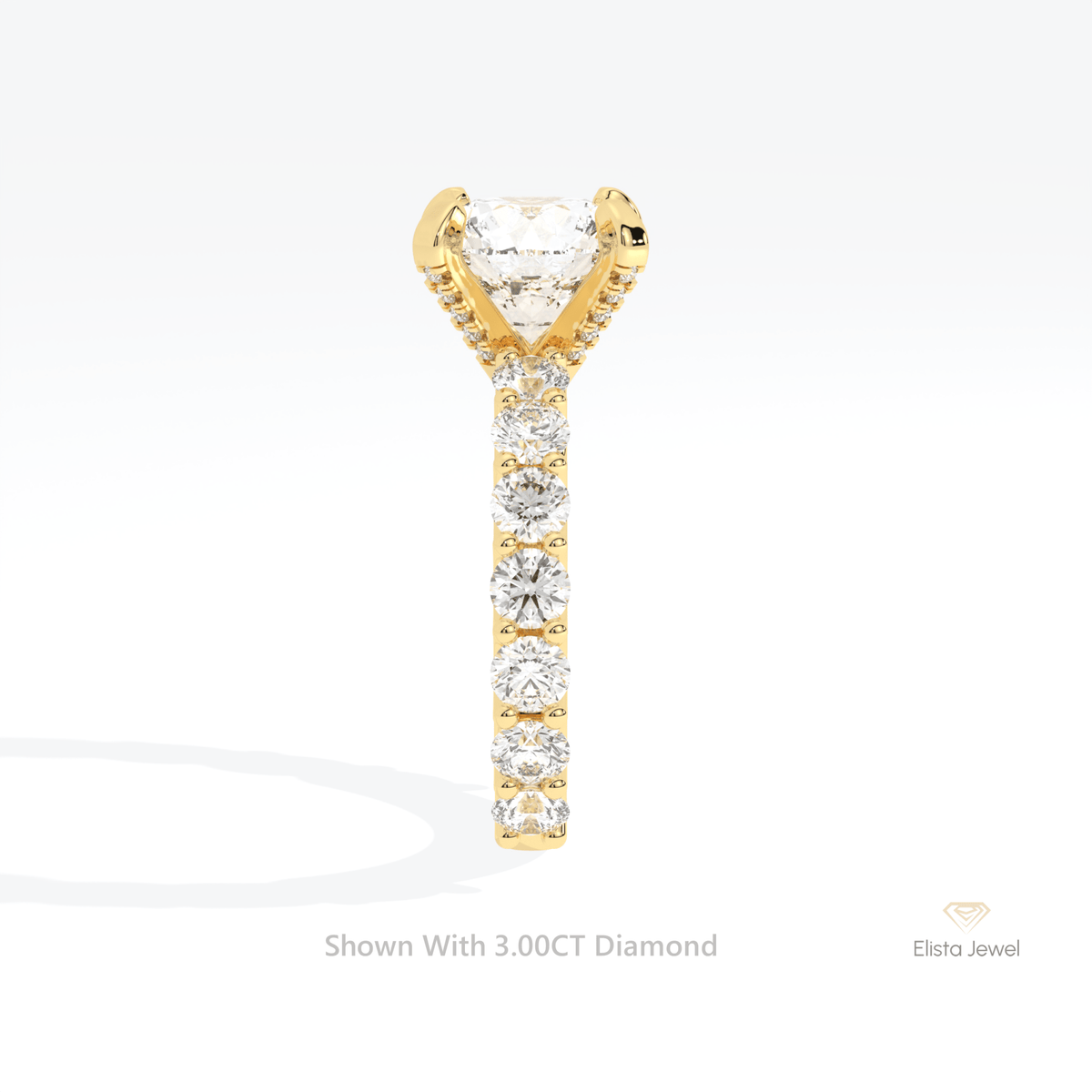 Round Cut Accent Engagement Lab Grown Diamond Ring in 14K White Gold - Top View