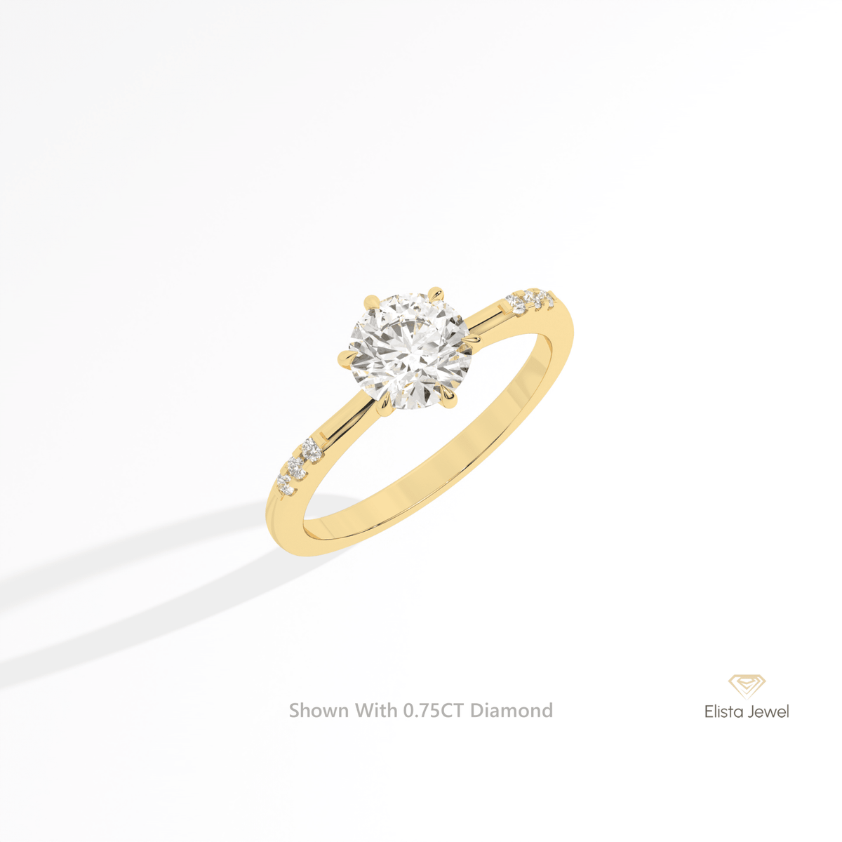 Round Cut Accent Engagement Lab Grown Diamond Ring in Platinum - Lifestyle View