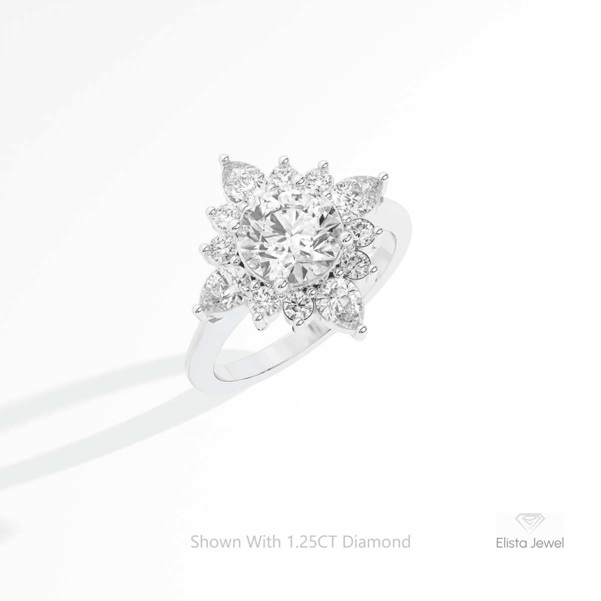 Round Cut Art Deco Engagement Lab Grown Diamond Ring in 14K Rose Gold - Profile View