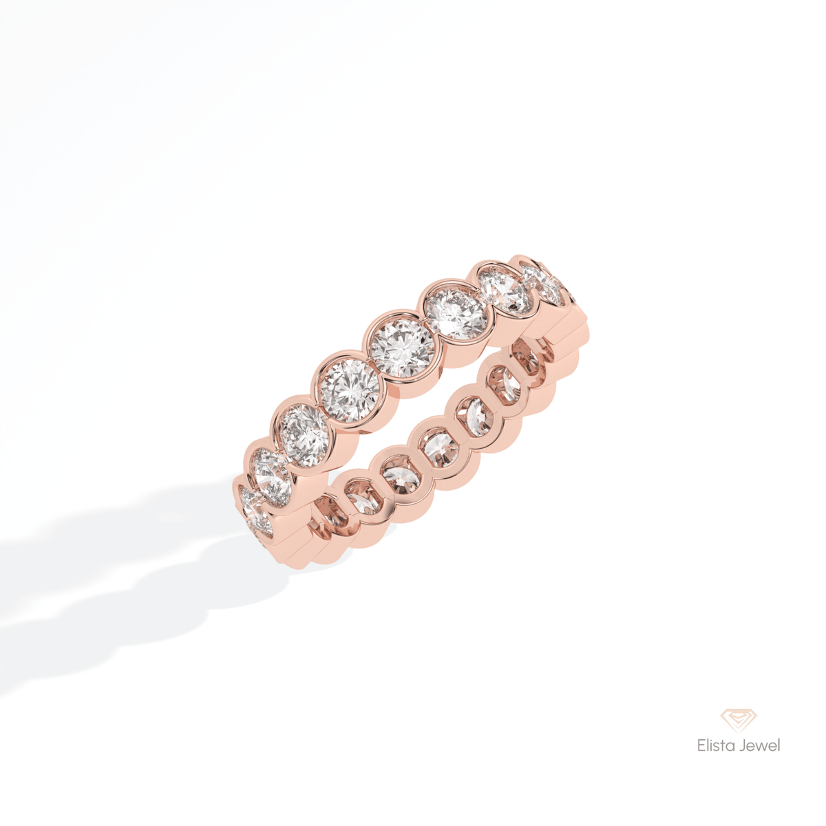 Round Cut Bezel Full Eternity Lab Grown Diamond Band in Platinum - Lifestyle View