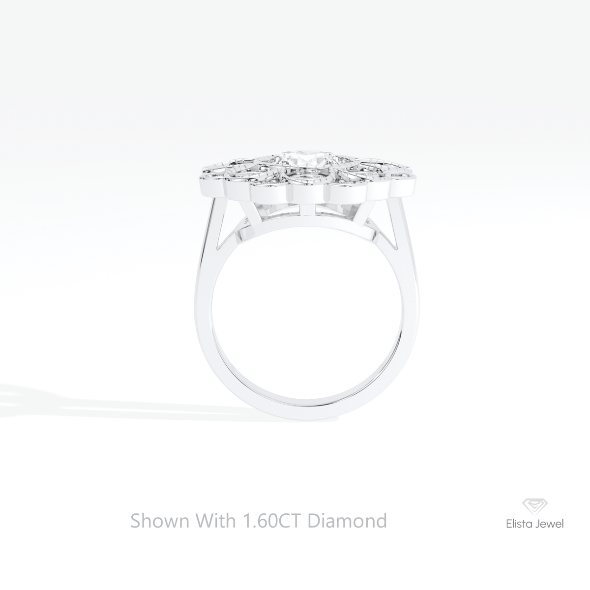 Round Cut Bezel Halo Lab Grown Diamond Ring - Alternative View