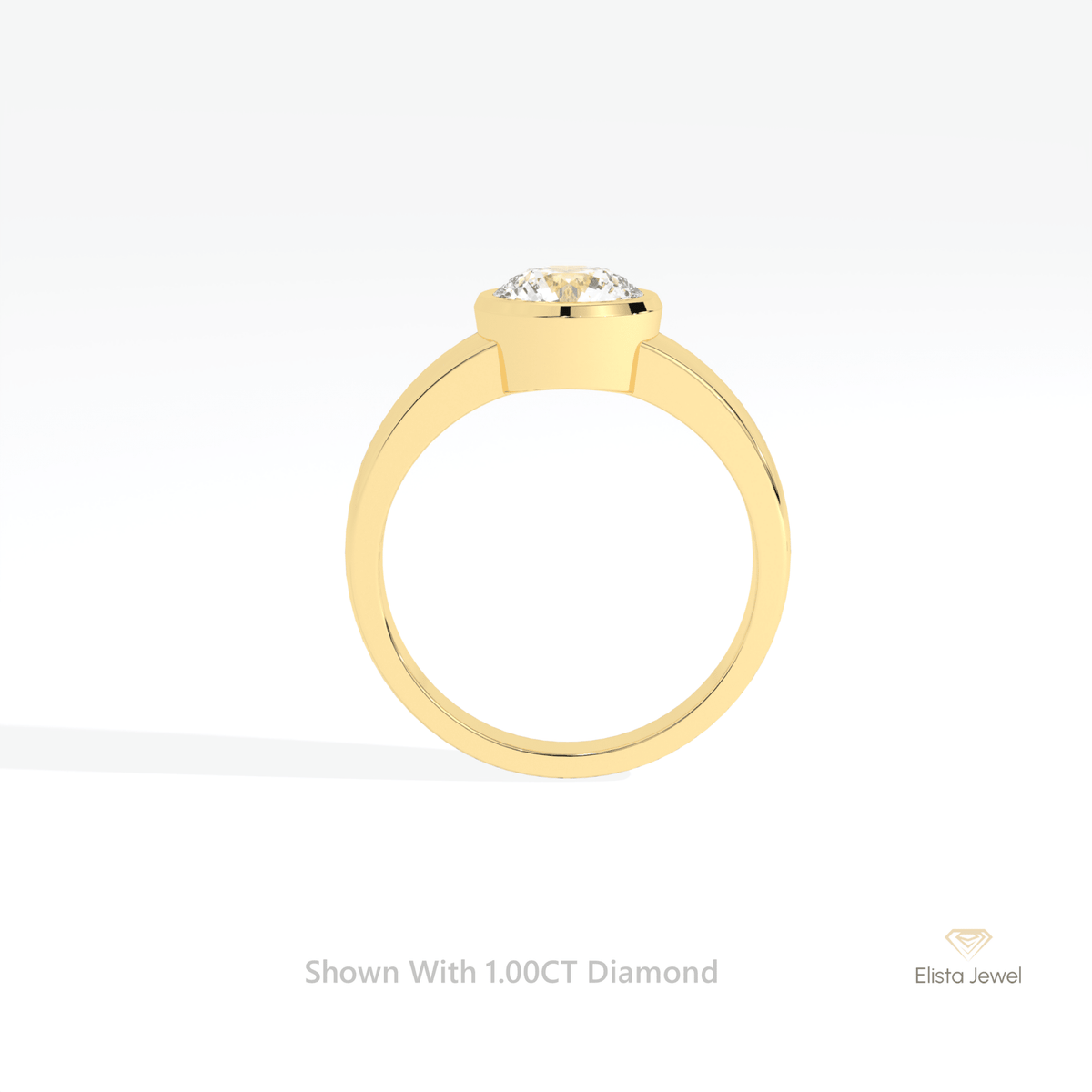Round Cut Bezel Solitaire Engagement Lab Grown Diamond Ring - Alternative View