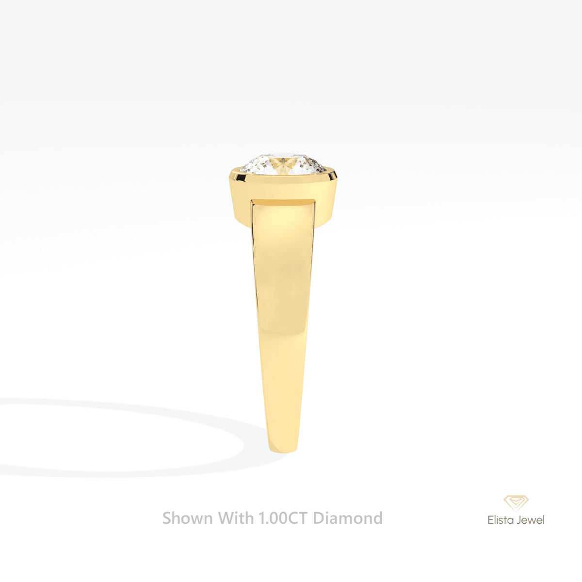 Round Cut Bezel Solitaire Engagement Lab Grown Diamond Ring - Additional View