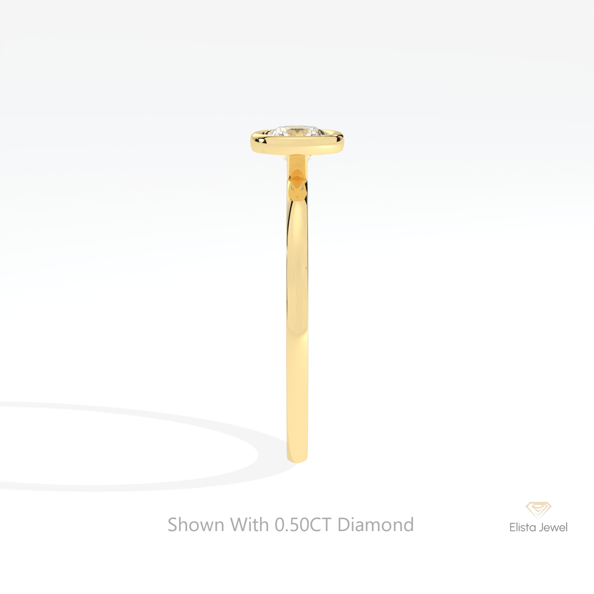 Round Cut Bezel Solitaire Lab Grown Diamond Ring - Additional View