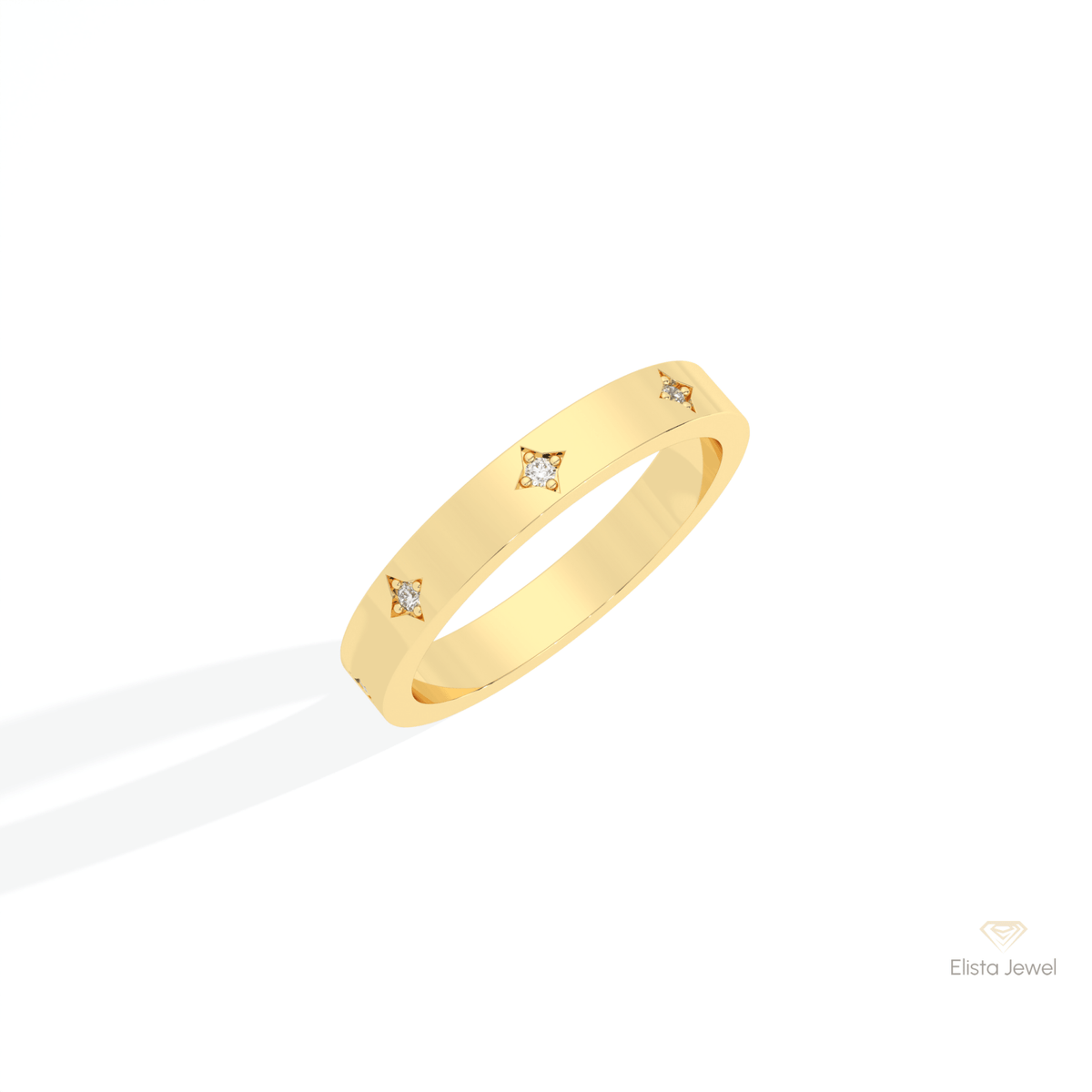 Round Cut Celestial Wedding Lab Grown Diamond Band in Platinum - Lifestyle View