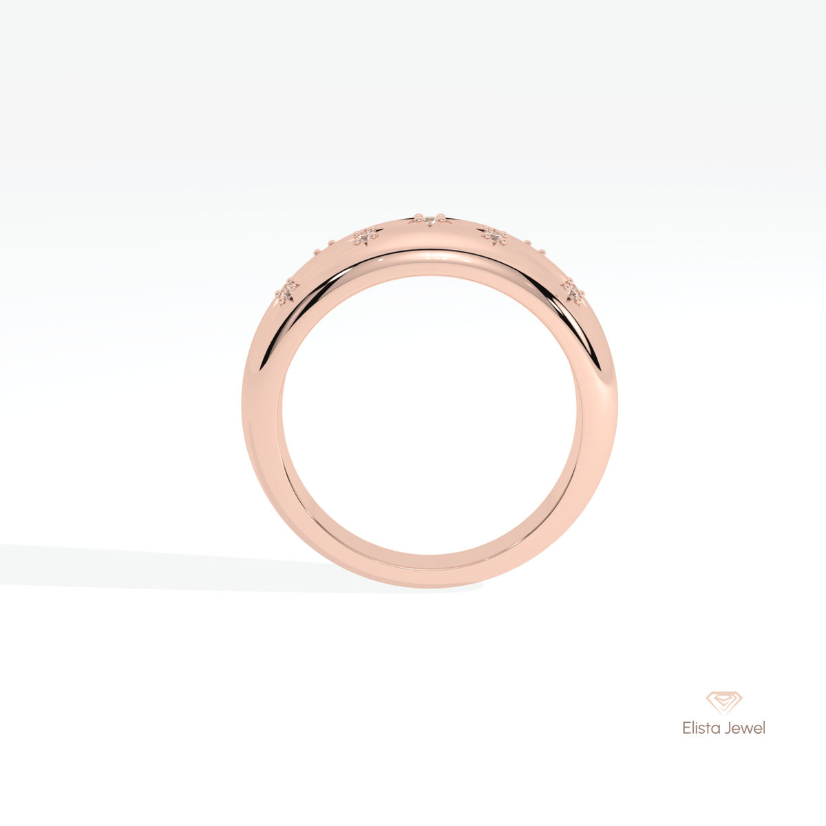 Round Cut Celestial Wedding Lab Grown Diamond Band - Alternative View