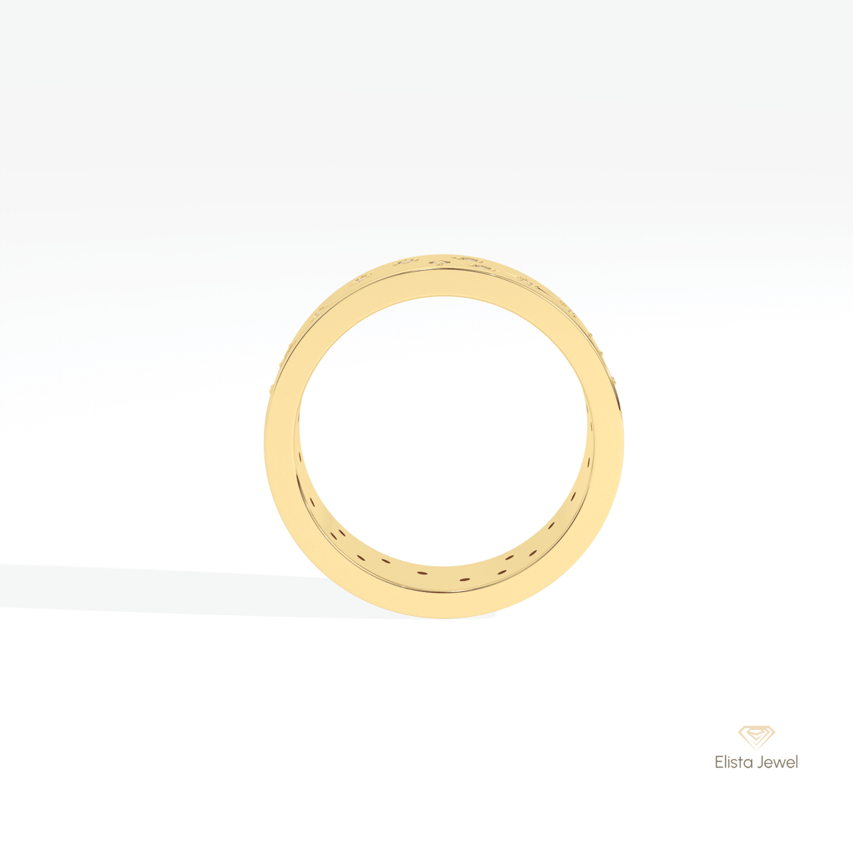Round Cut Celestial Wedding Lab Grown Diamond Band in 10K Rose Gold - Angled View