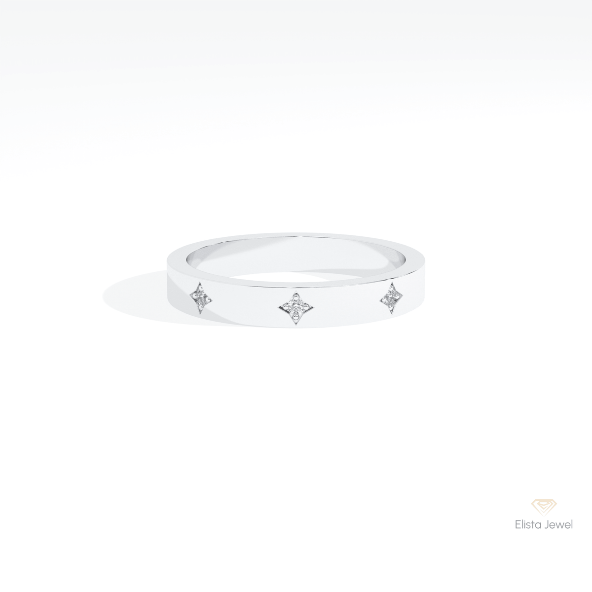 Round Cut Celestial Wedding Lab Grown Diamond Band in 14K Yellow Gold - Detail View