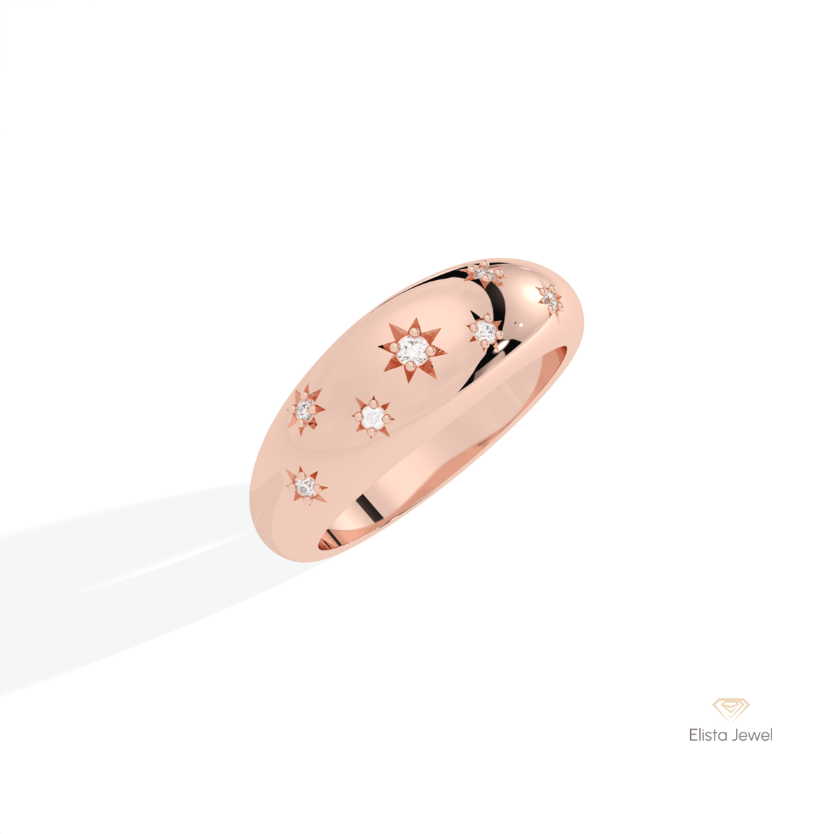 Round Cut Celestial Wedding Lab Grown Diamond Band in Platinum - Lifestyle View