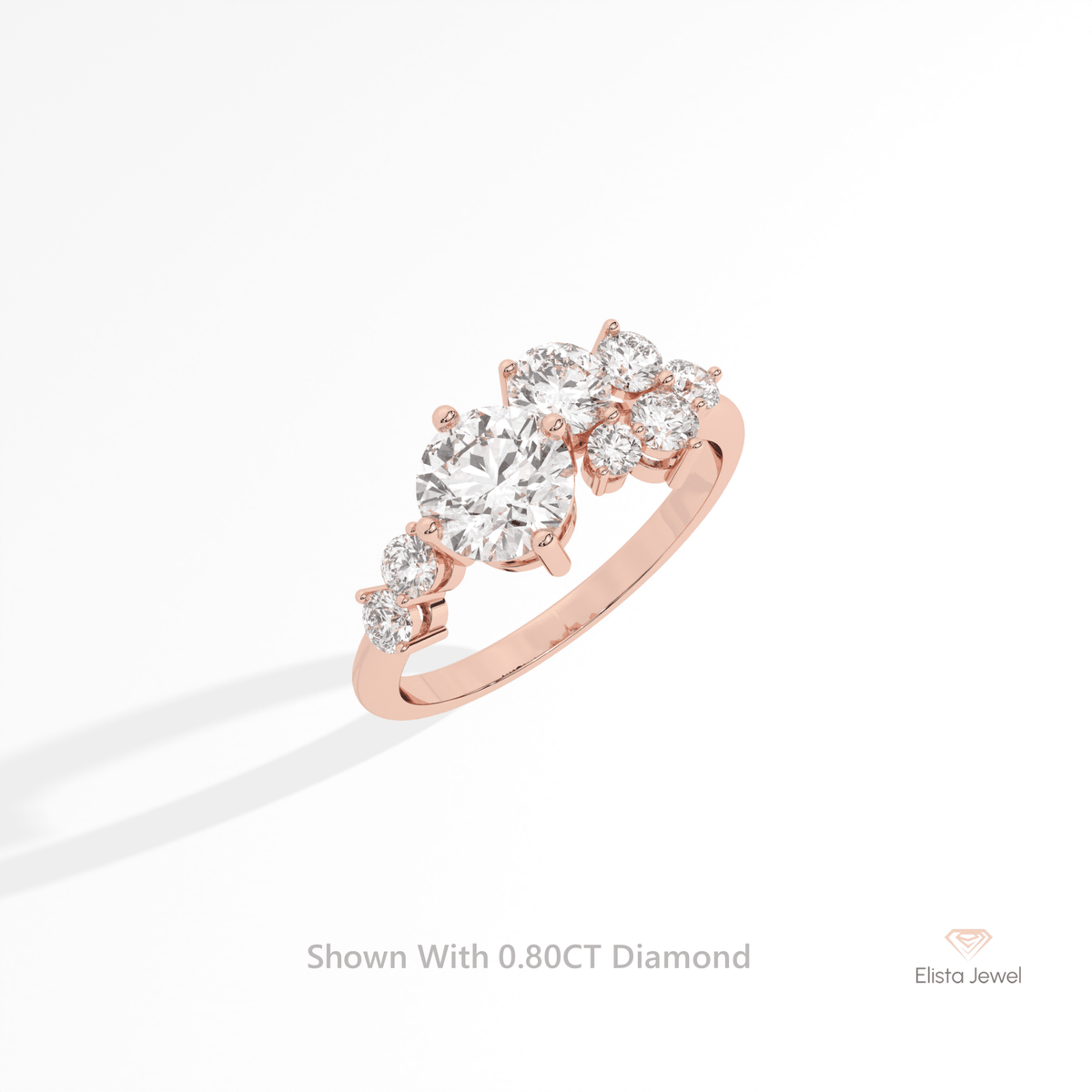 Round Cut Cluster Wedding Lab Grown Diamond Ring in Platinum - Lifestyle View
