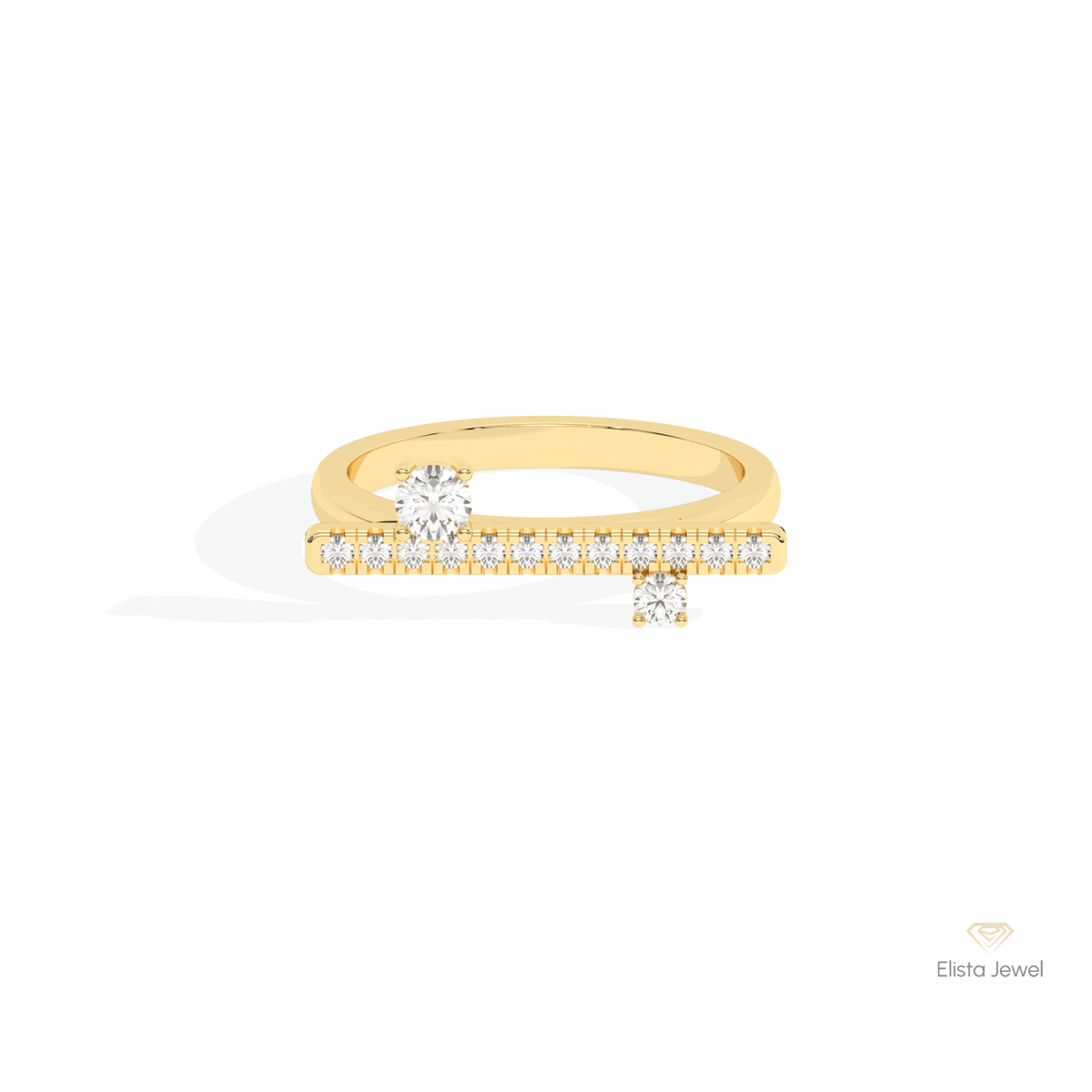 Round Cut Cluster Wedding Lab Grown Diamond Ring in 18K Rose Gold - Ring on Hand View