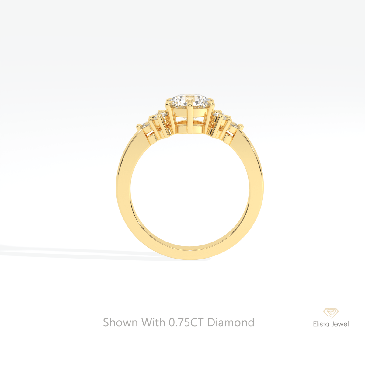 Round Cut Cluster Wedding Lab Grown Diamond Ring in 10K Rose Gold - Angled View
