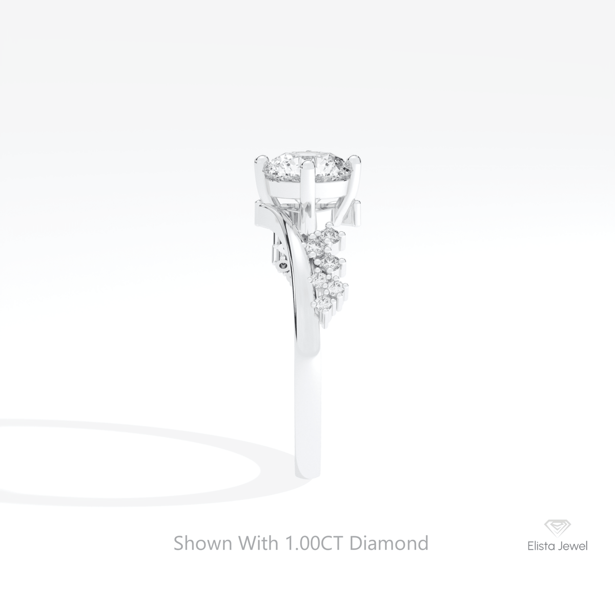 Round Cut Cluster Wedding Lab Grown Diamond Ring in 18K Yellow Gold - Perspective View