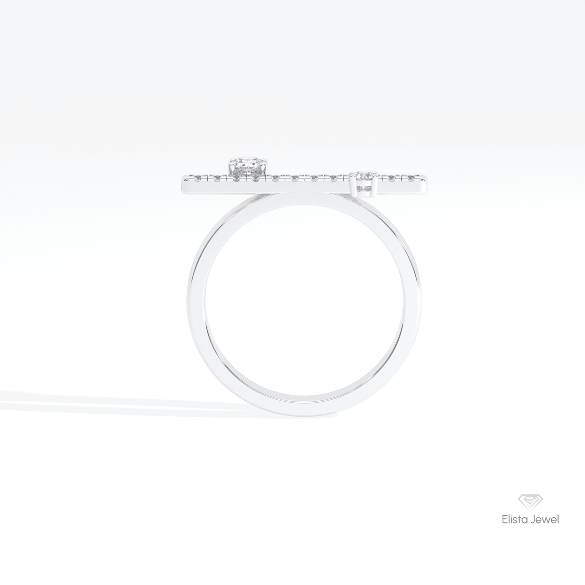 Round Cut Cluster Wedding Lab Grown Diamond Ring in 18K White Gold - Close-up View