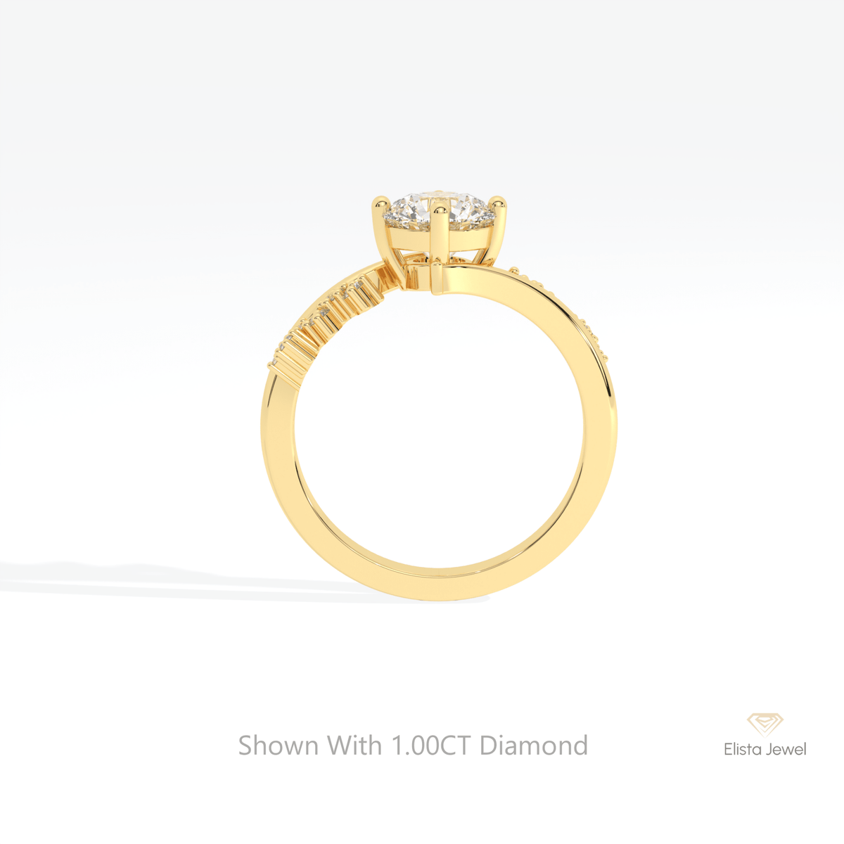 Round Cut Cluster Wedding Lab Grown Diamond Ring in 10K Rose Gold - Angled View