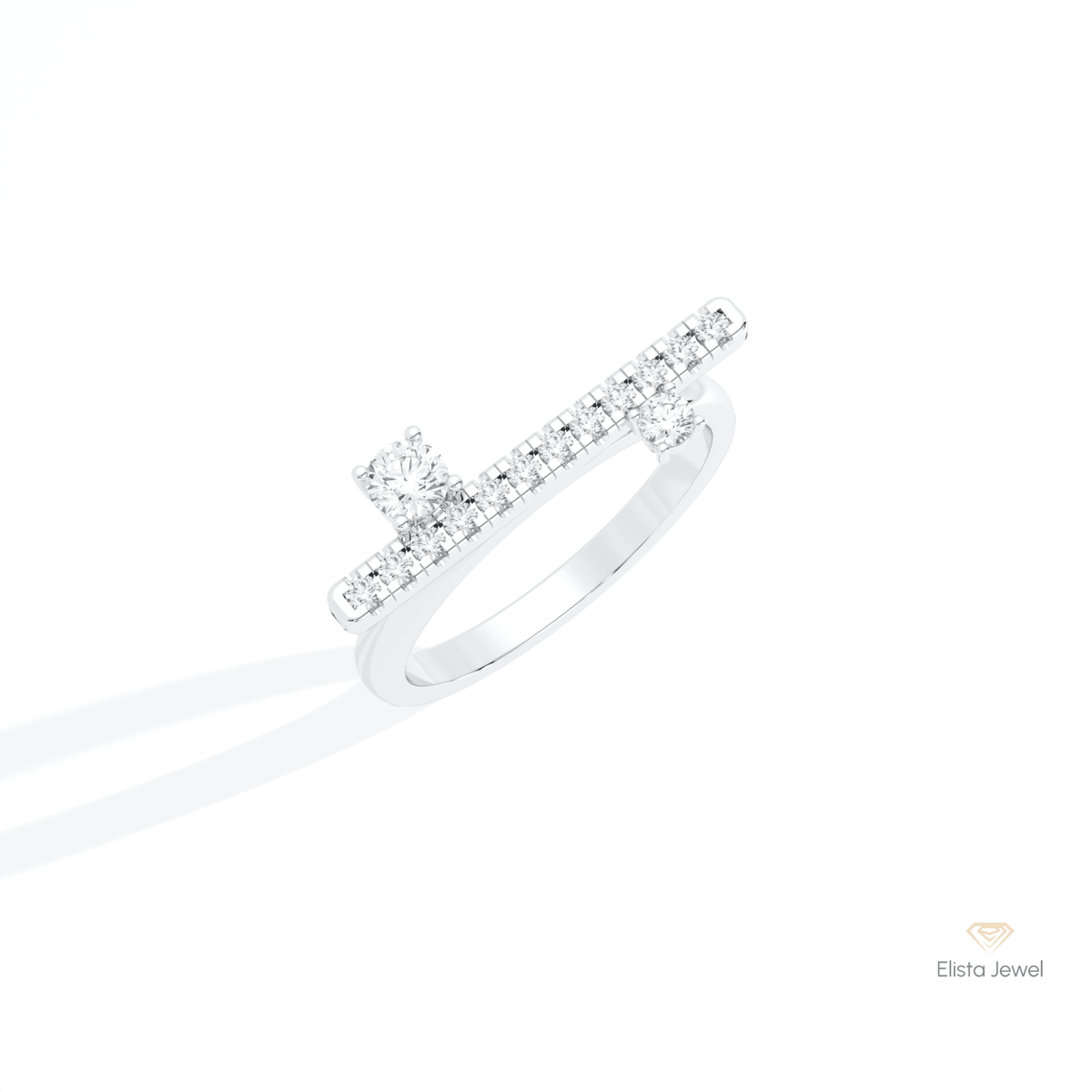 Round Cut Cluster Wedding Lab Grown Diamond Ring in 14K Rose Gold - Profile View