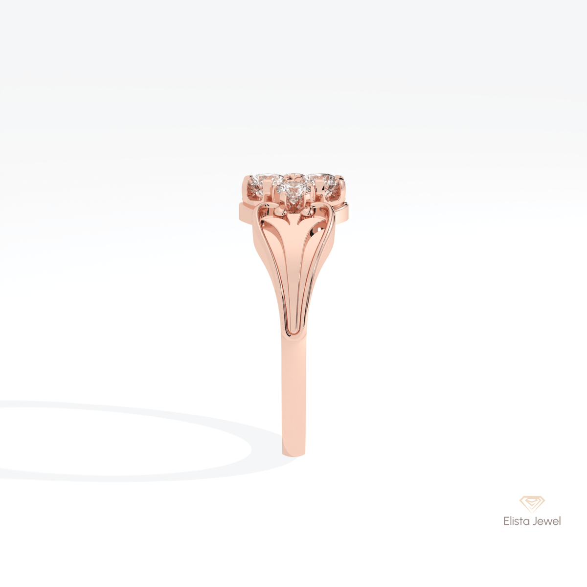 Round Cut Cluster Wedding Lab Grown Diamond Ring in 18K Yellow Gold - Perspective View