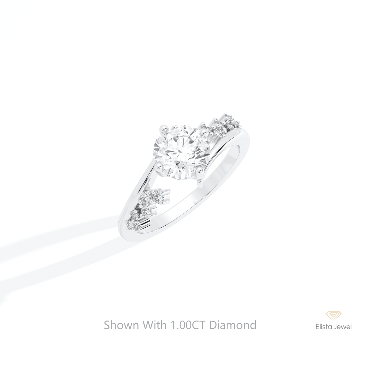 Round Cut Cluster Wedding Lab Grown Diamond Ring in 14K Rose Gold - Profile View