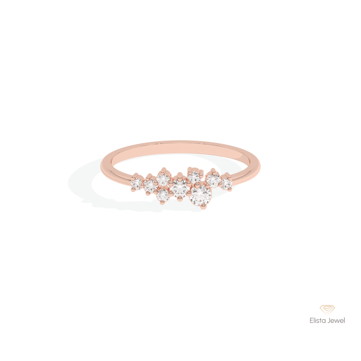 Round Cut Cluster Wedding Lab Grown Diamond Ring in 10K White Gold - Front View