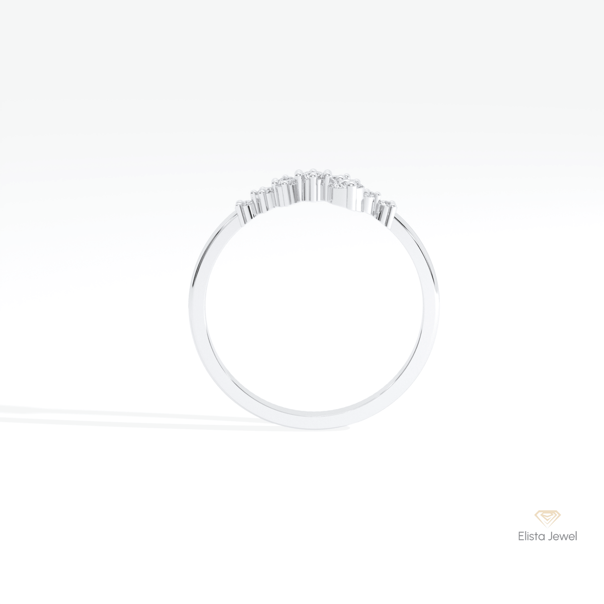 Round Cut Cluster Wedding Lab Grown Diamond Ring in 18K White Gold - Close-up View