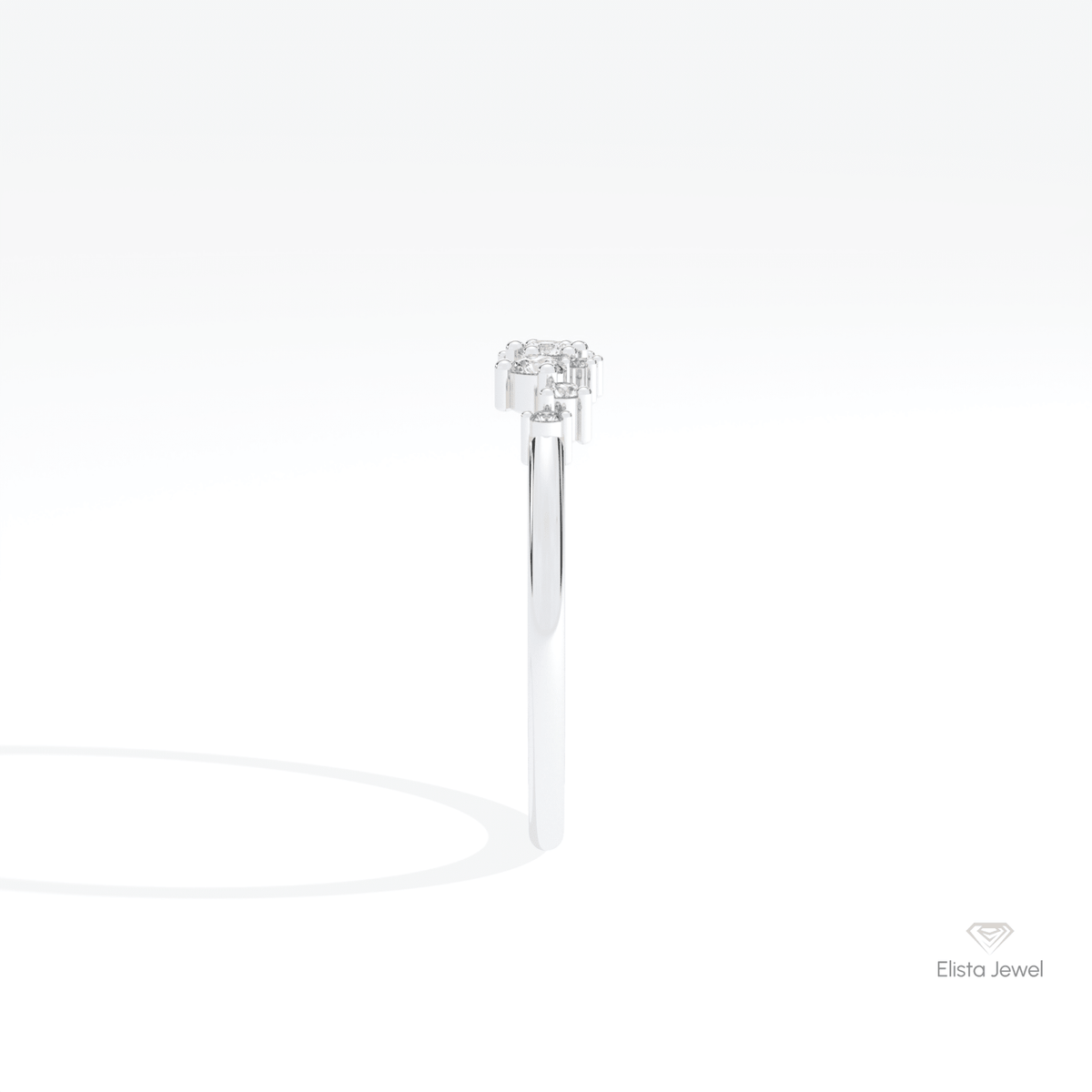Round Cut Cluster Wedding Lab Grown Diamond Ring in 18K Yellow Gold - Perspective View
