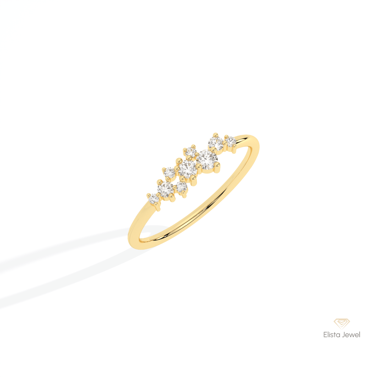 Round Cut Cluster Wedding Lab Grown Diamond Ring in Platinum - Lifestyle View
