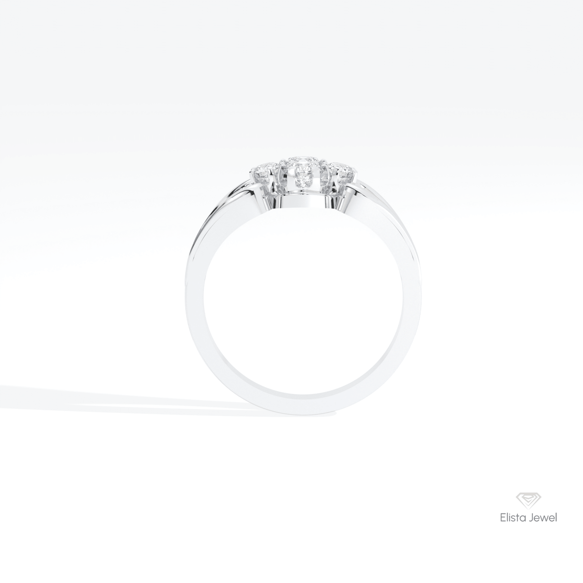 Round Cut Cluster Wedding Lab Grown Diamond Ring in 10K Rose Gold - Angled View