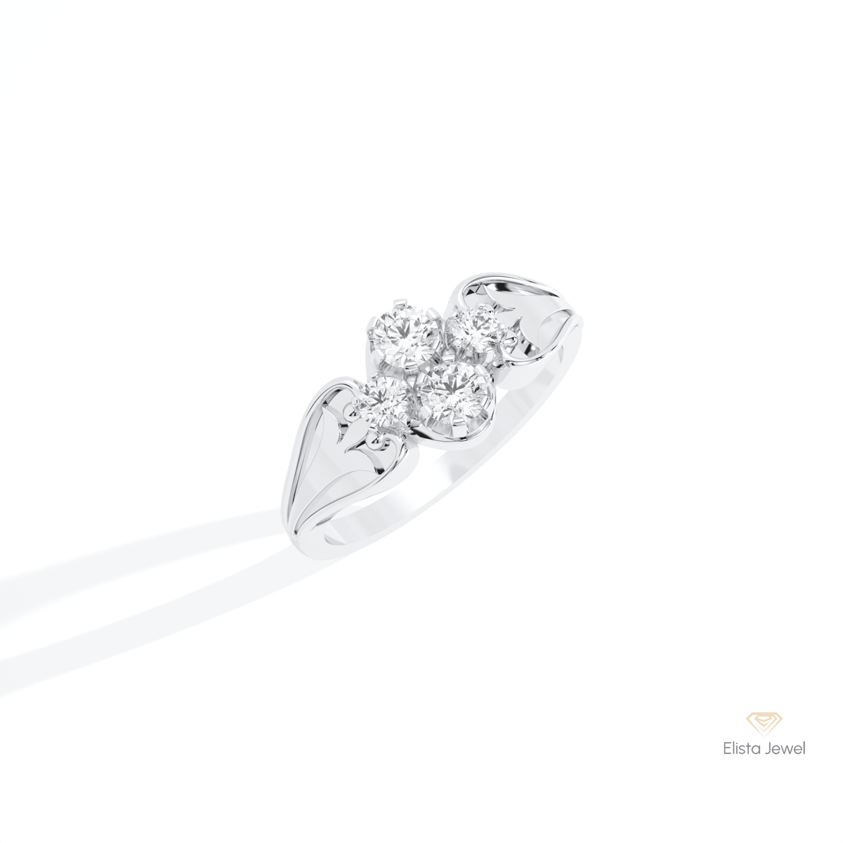 Round Cut Cluster Wedding Lab Grown Diamond Ring in 10K Yellow Gold - Side View