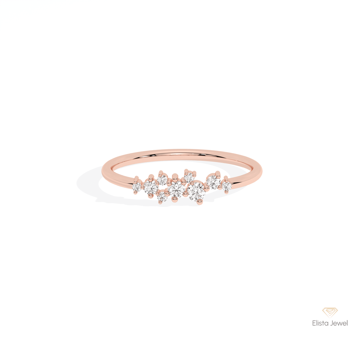 Round Cut Cluster Wedding Lab Grown Diamond Ring in 10K White Gold - Front View