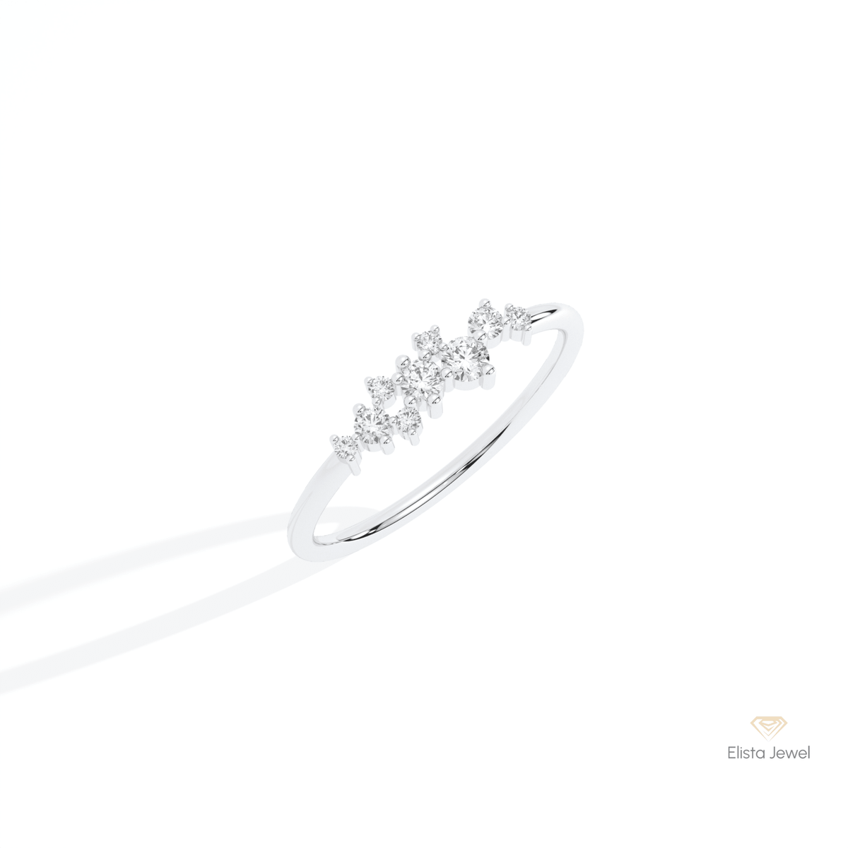 Round Cut Cluster Wedding Lab Grown Diamond Ring in 14K Rose Gold - Profile View