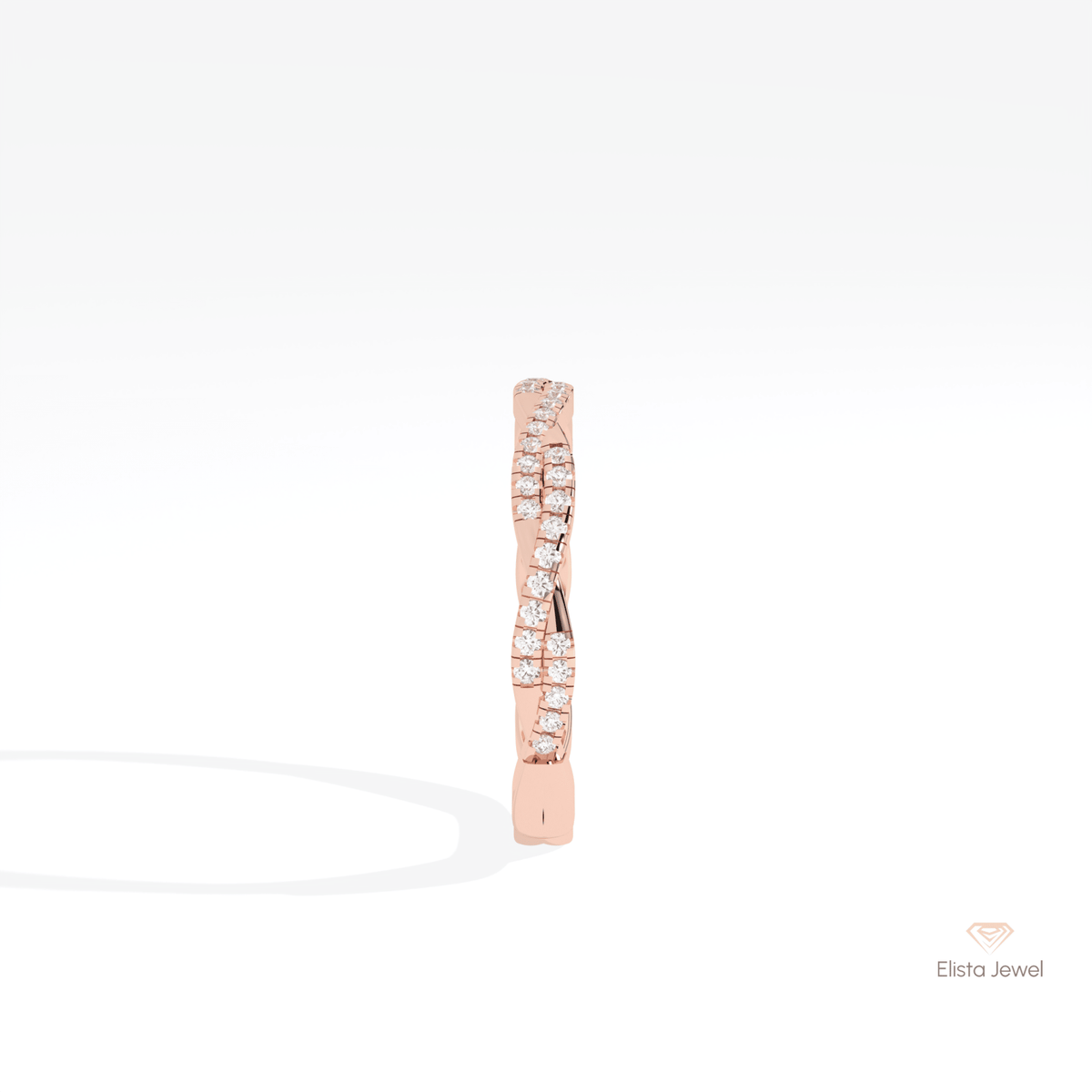 Round Cut Crossover Wedding Lab Grown Diamond Band - Additional View