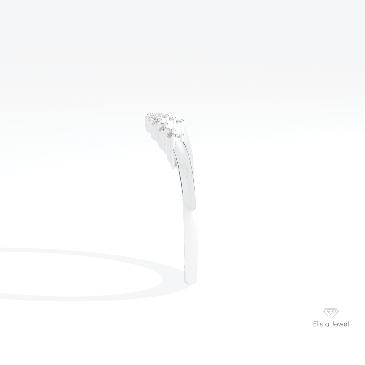 Round Cut Curve Lab Grown Diamond Band in 14K White Gold - Top View