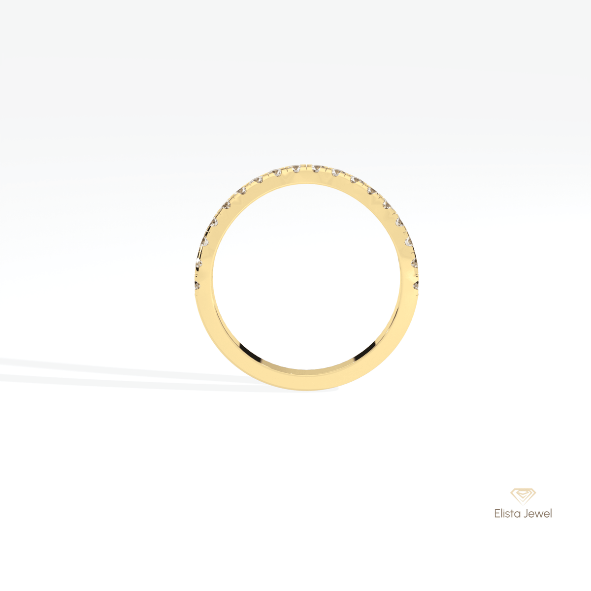 Round Cut Curve Matching Lab Grown Diamond Band in 18K White Gold - Close-up View