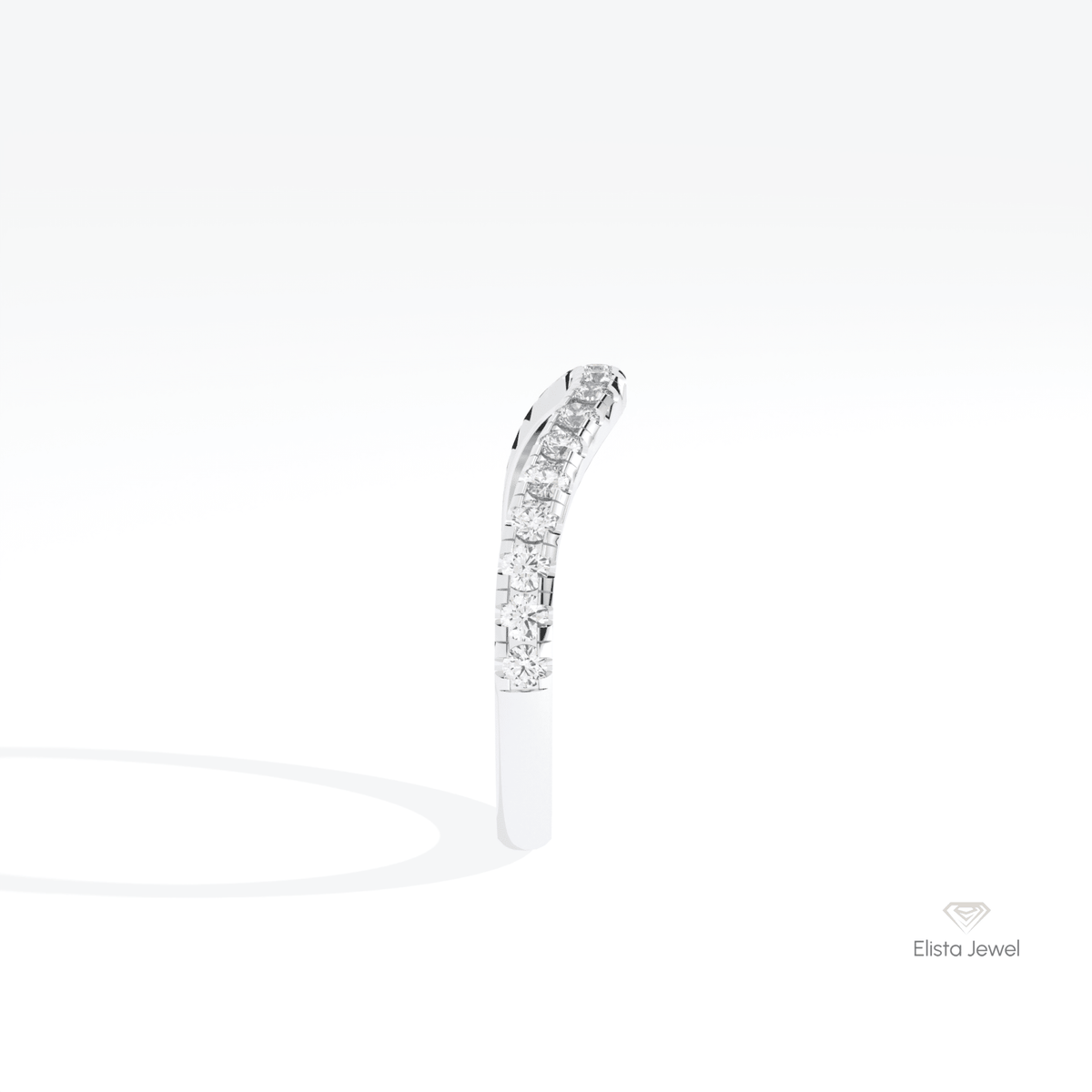 Round Cut Curve Matching Lab Grown Diamond Band in 14K White Gold - Top View
