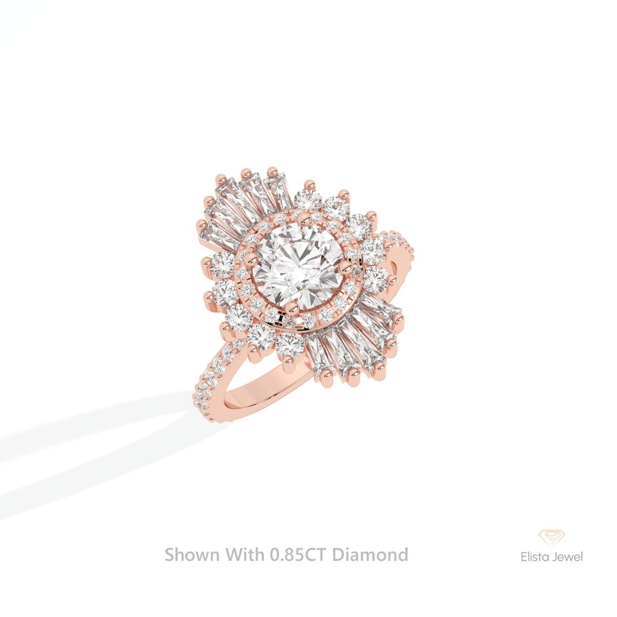 Round Cut Double Halo Art Deco Lab Grown Diamond Ring in Platinum - Lifestyle View