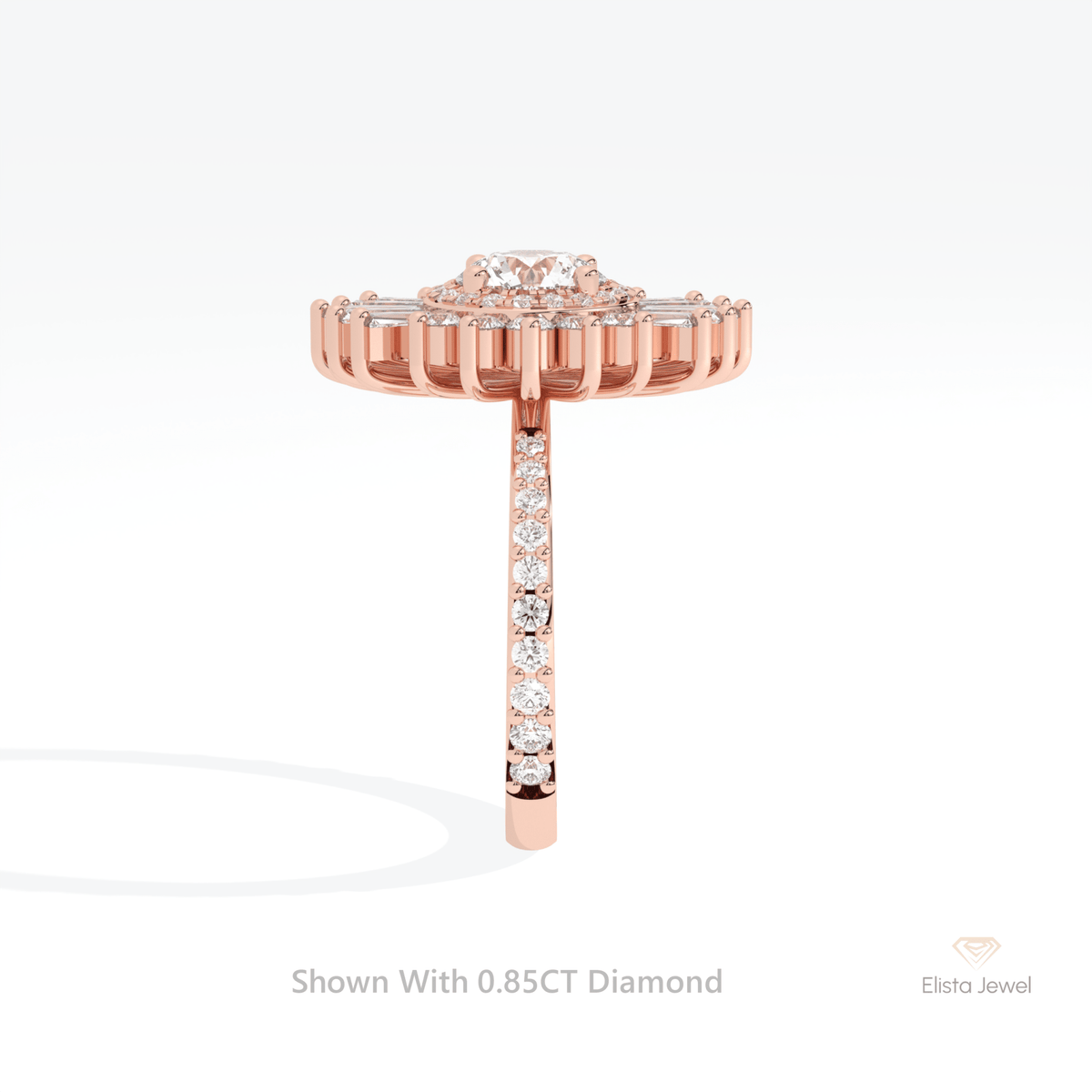 Round Cut Double Halo Art Deco Lab Grown Diamond Ring - Additional View