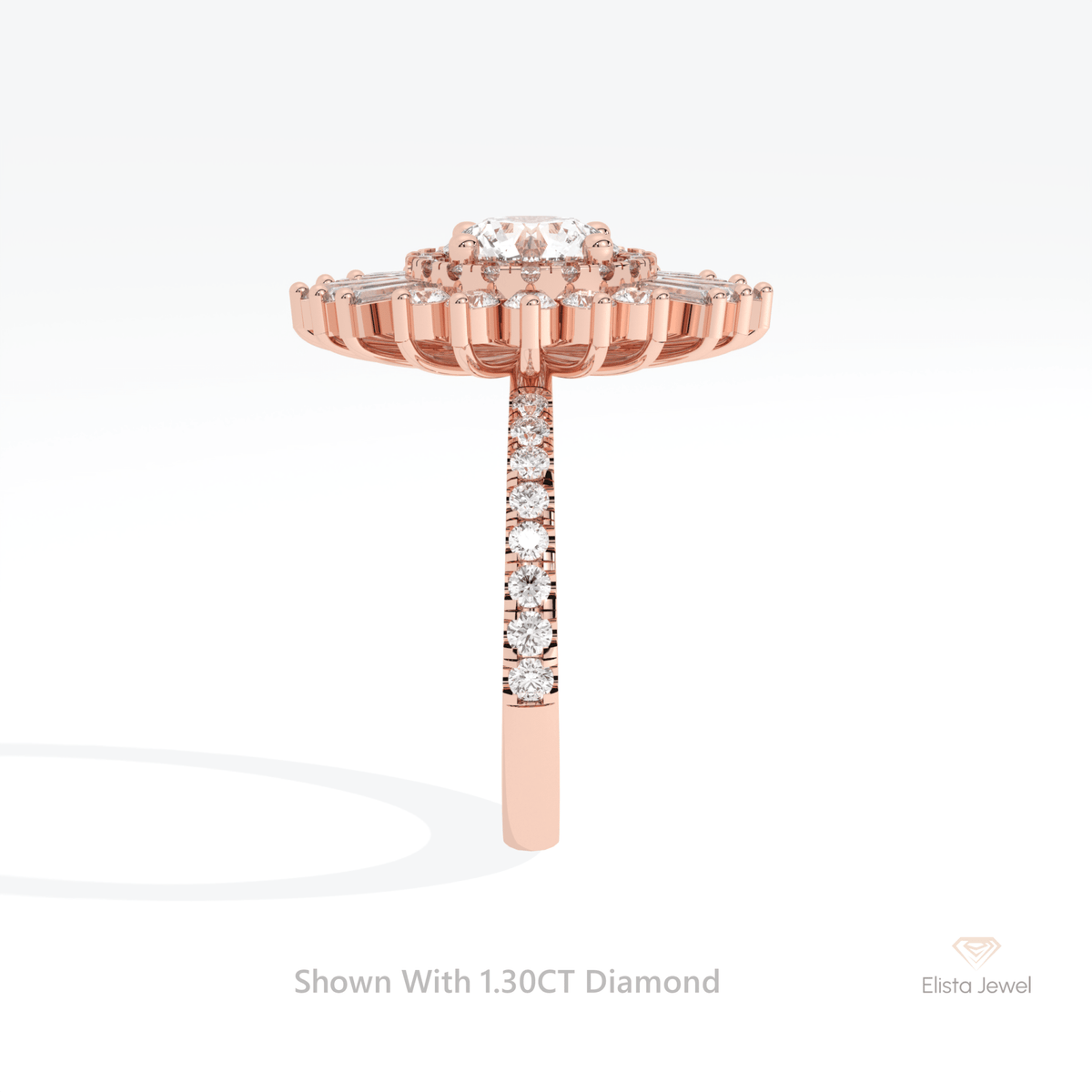 Round Cut Double Halo Art Deco Lab Grown Diamond Ring - Additional View