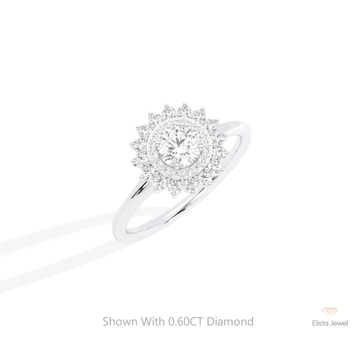 Round Cut Double Halo Lab Grown Diamond Ring in 14K Rose Gold - Profile View