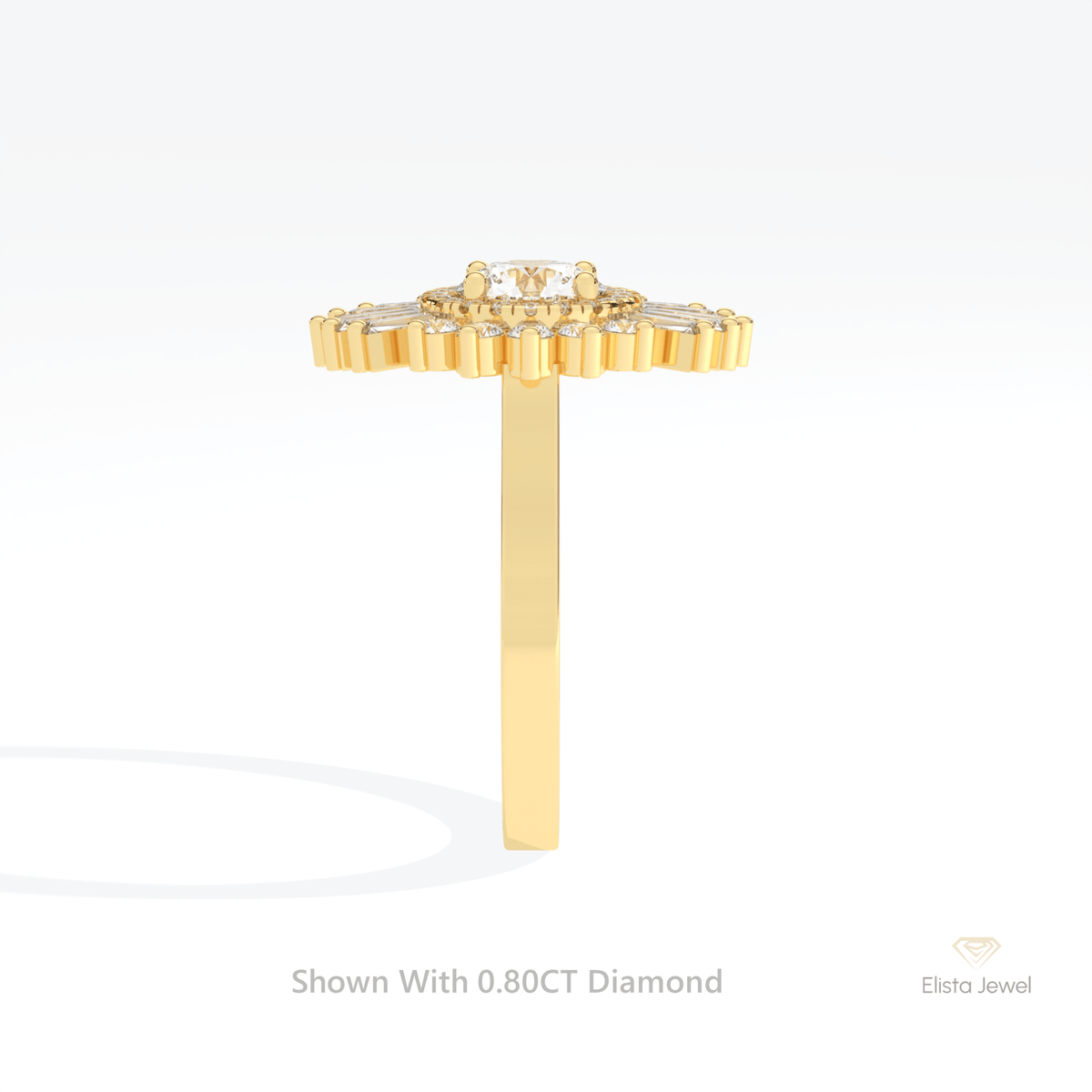 Round Cut Double Halo Starburst Lab Grown Diamond Ring - Additional View